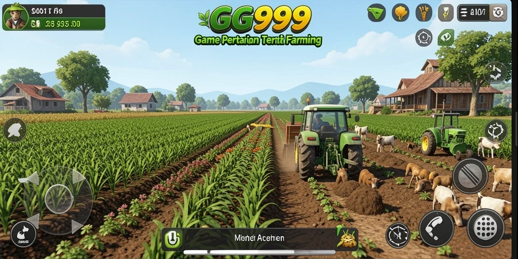 Tampilan gameplay GG999 yang menampilkan proses bertani yang menarik.