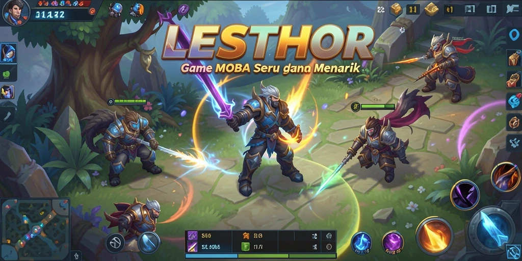 Screenshot gameplay LETSTHOR yang menunjukkan aksi seru di arena MOBA.