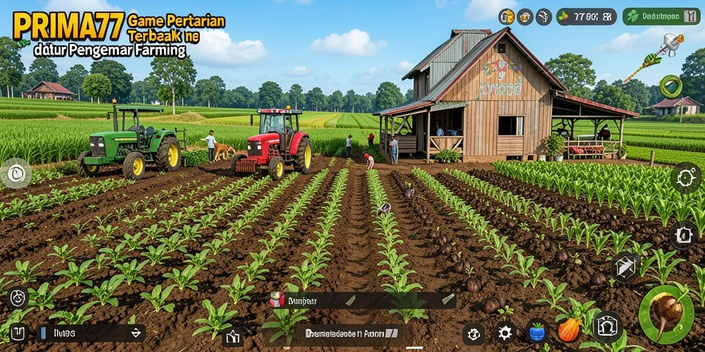 Gameplay seru PRIMA77 saat mengelola ladang pertanian yang indah.