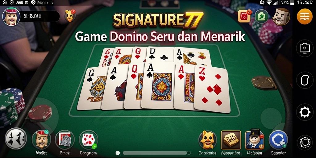 Screenshot SIGNATURE77 menampilkan gameplay domino yang seru dan kompetitif.
